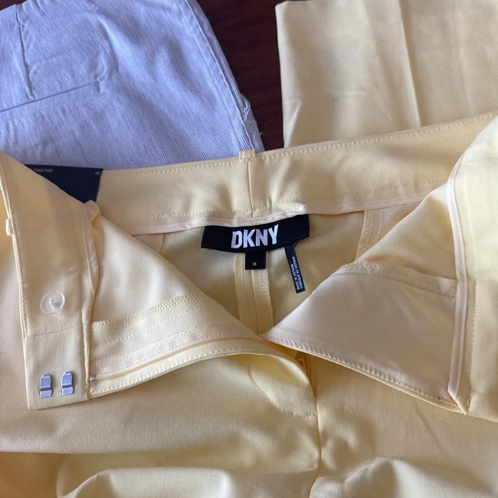Lot 2 Women‎ Dress Pants Size 16 DKNY Essex Yellow + Elaine Rose Pull On Career